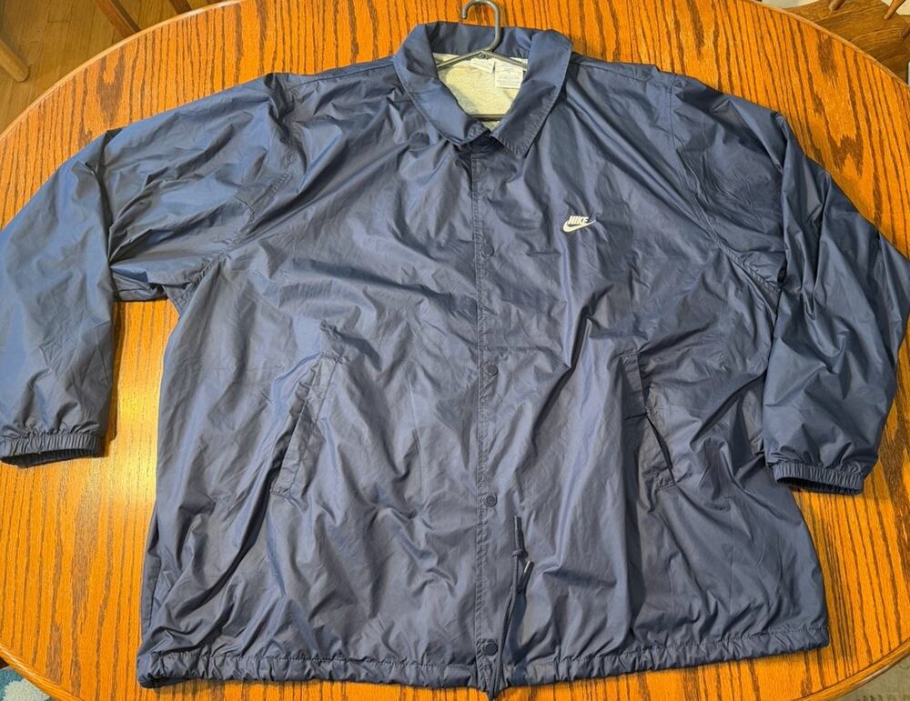 Men's Nike Big & Tall Navy Blue Club Coaches Jacket Size 4XL-Tall Classic Snap - Picture 1 of 7